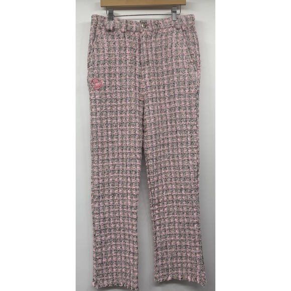 drew house Pants - Drew House Boucle Tweed Woven Pink Plaid Pants Women's SZ Med Justin Bieber